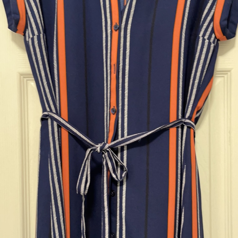 Express belted striped dress - Picture 3 of 7